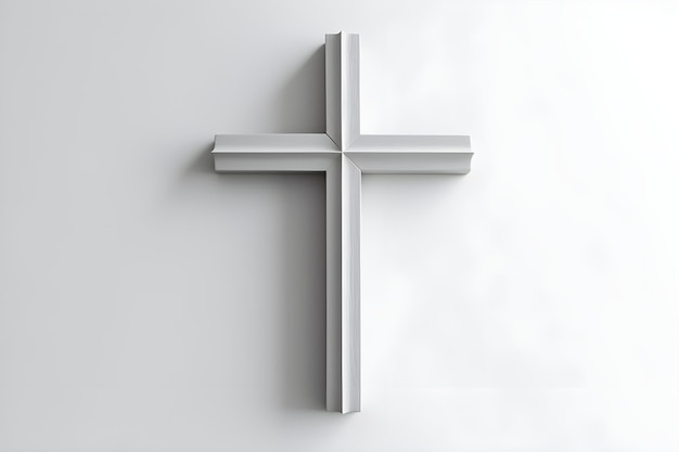 Ein Kreuz an einer weißen Wand mit dem Wort Jesus darauf