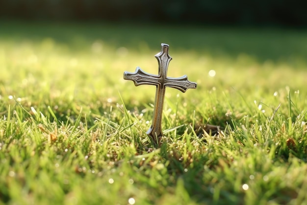 ein Kreuz im Gras