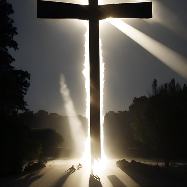 Foto ein kreuz mit dem wort jesus darauf