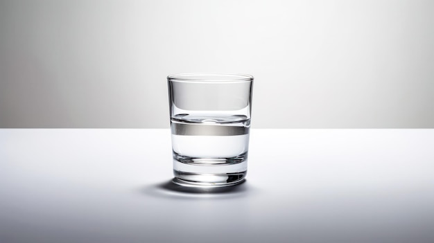 Foto ein kristallklares glas wasser steht elegant vor einem neutralen grauen hintergrund