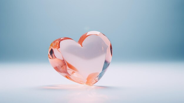ein kristallroses Herz Das Konzept des Valentinstags Kopierraum
