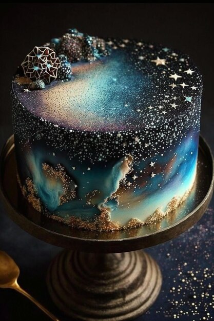 Ein Kuchen, der wie eine Galaxie aussieht.