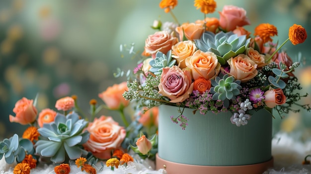 Foto ein kuchen mit blumen darauf und eine blume in der mitte