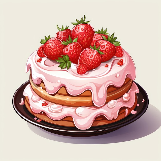 Ein Kuchen mit Erdbeeren darauf Digitales Bild