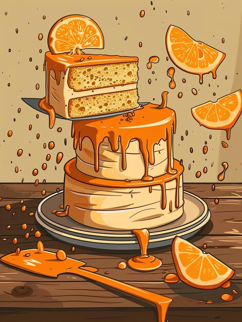 Foto ein kuchen mit orange-scheiben darauf und ein kuchen auf der oberseite mit orangenscheiben