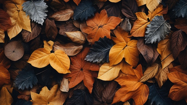 Ein künstlerisches Bild, das die Schönheit gefallener Blätter zeigt, die in einem skurrilen Muster angeordnet sind
