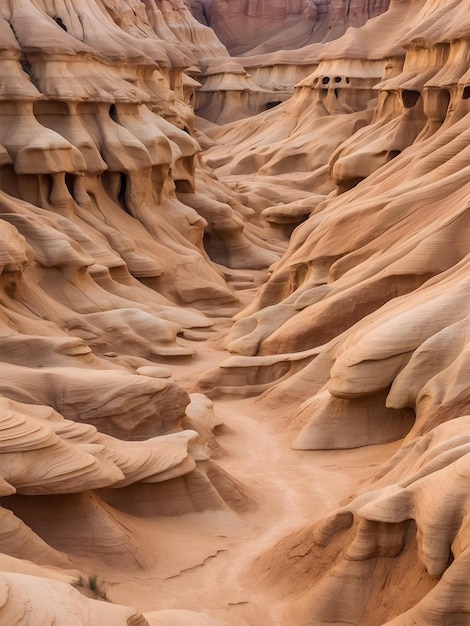 Ein Labyrinth aus erodierten Sandsteinformationen. Generative KI