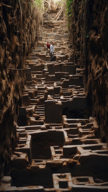 ein labyrinthisches Tal aus Ziegeln