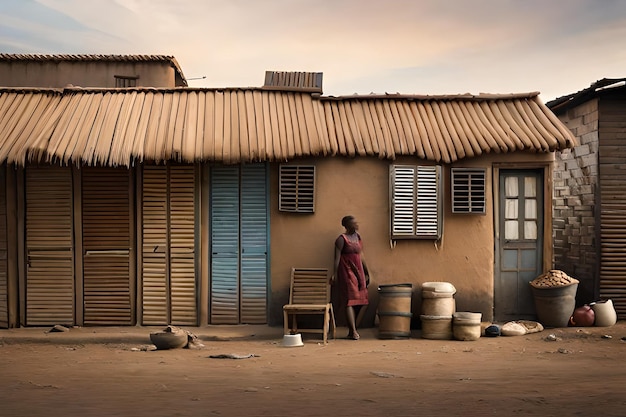 Ein Laden in einer zufälligen afrikanischen Slumstraße