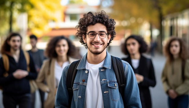 ein lächelnder 17-jähriger internationaler männlicher Student an einer Universität in Deutschland