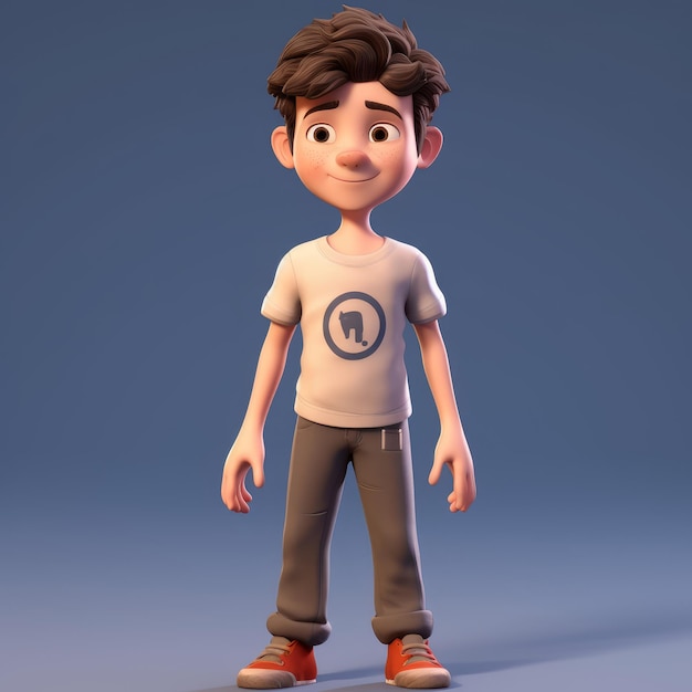Ein lächelnder, glücklicher Junge, 3D-Cartoon-Modell, generative KI