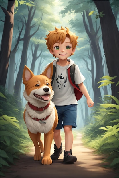 ein lächelnder Junge hält seinen treuen Freund Bolt den Hund