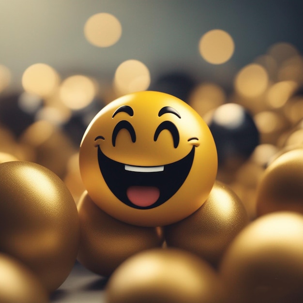 Foto ein lächelndes gelbes smiley-gesicht mit einem lächeln