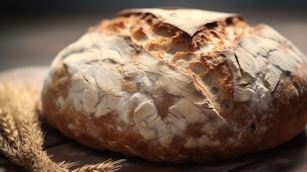 Ein Laib Brot mit Weizenstreuseln darauf