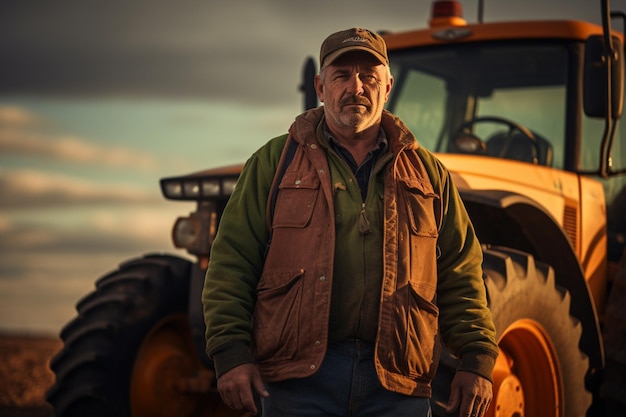 Foto ein landwirt mit landwirtschaftlichem lebenshintergrund