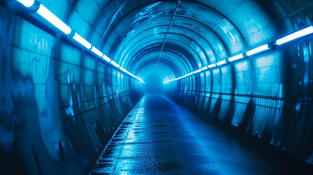 Foto ein langer tunnel mit licht am ende