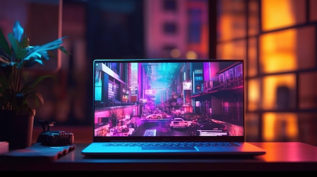 Ein Laptop auf einem Tisch HD 8K-Hintergrundbild