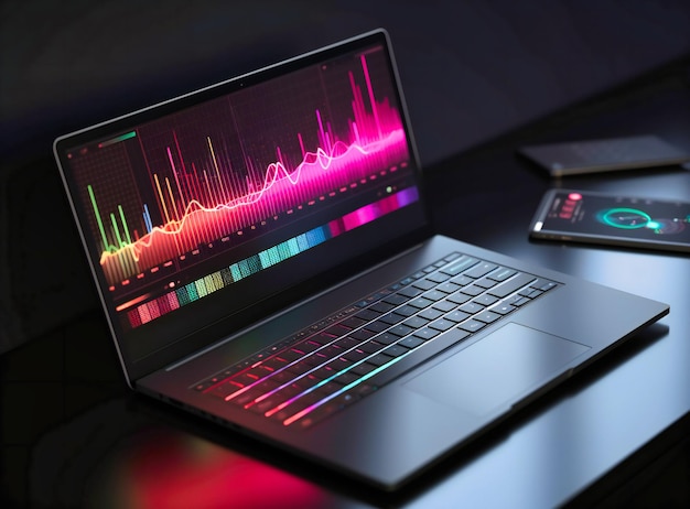 Ein Laptop-Display mit Grafiken darauf