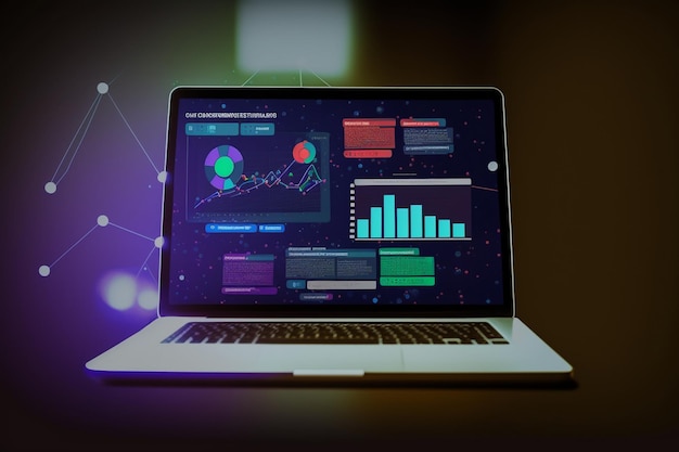 Ein Laptop mit einem Balkendiagramm auf dem Bildschirm