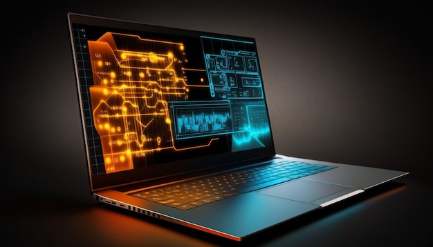 Ein Laptop mit einem Bildschirm, auf dem „Tech“ steht