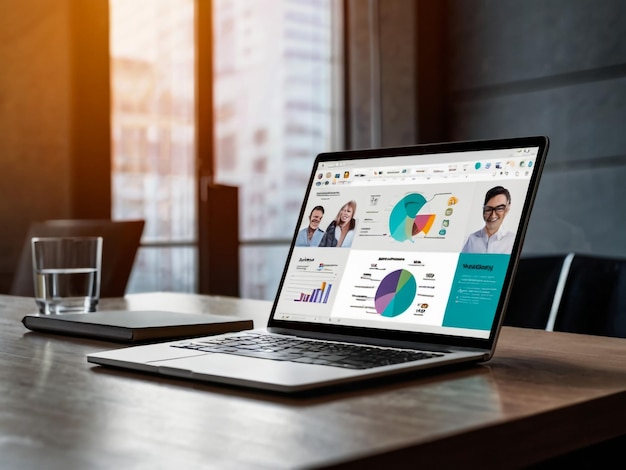 ein Laptop mit einem Diagramm auf dem Bildschirm, das sagt, dass es mehrfarbig ist