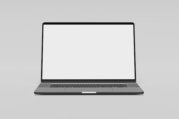 ein Laptop mit einem leeren Bildschirm mit der Aufschrift Macbook
