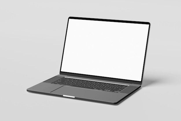 ein Laptop mit einem weißen Bildschirm, auf dem auf dem Bildschirm ein Touchscreen steht