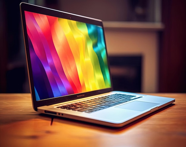 ein Laptop mit einer LGBT-Flagge