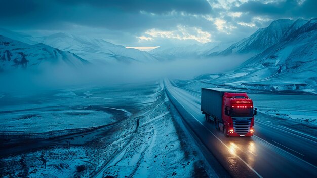 Foto ein lastwagen fährt auf der autobahn