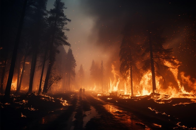 Ein Lauffeuer verwüstet den Wald und löst Flammen und Zerstörung aus