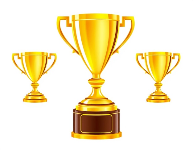 Ein lebendiger goldener Trophäen-Clipart, der Leistung und Erfolg symbolisiert, ideal für mit Auszeichnungen verbundene Designs