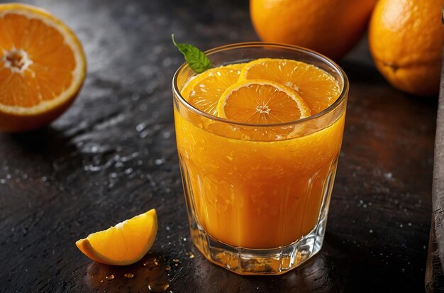 Ein lebendiger Orangensaft, ein Vergnügen