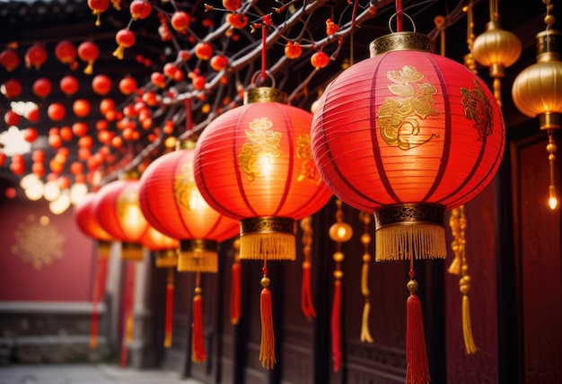 ein lebendiger roter Hintergrund, der das chinesische Neujahr feiert