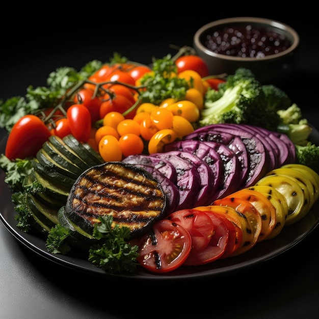 Ein lebendiger Teller mit Gemüse in leuchtenden Farben