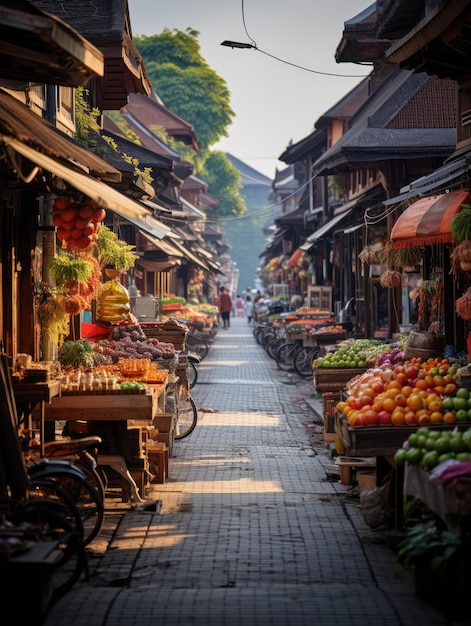 Ein lebendiger traditioneller Markt in Indonesien