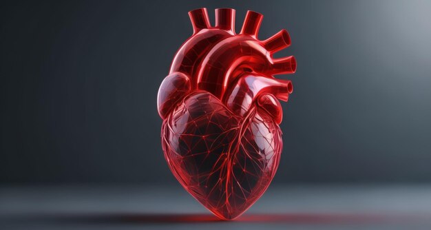 Ein lebendiges 3D-Rendering eines menschlichen Herzens