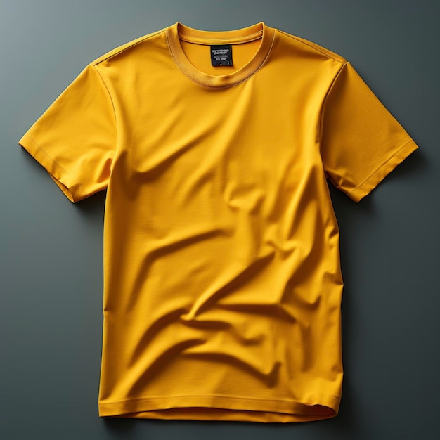 Ein lebendiges gelbes T-Shirt-Mockup mit einem einfachen Design und leerem Raum, perfekt für die Präsentation Ihrer kreativen Ideen
