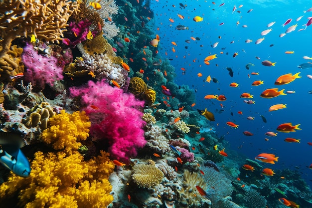 Ein lebendiges Korallenriff mit vielfältigem Meeresleben, erzeugt durch KI