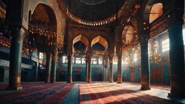 Ein lebendiges und belebtes Innere der Moschee