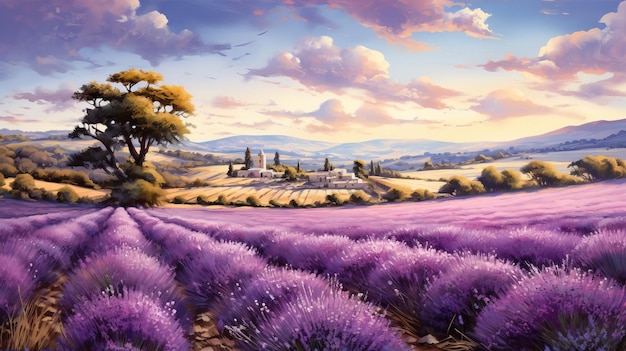 Ein lebendiges Verbena-Feld, eine faszinierende Lavendellandschaft in der Provence