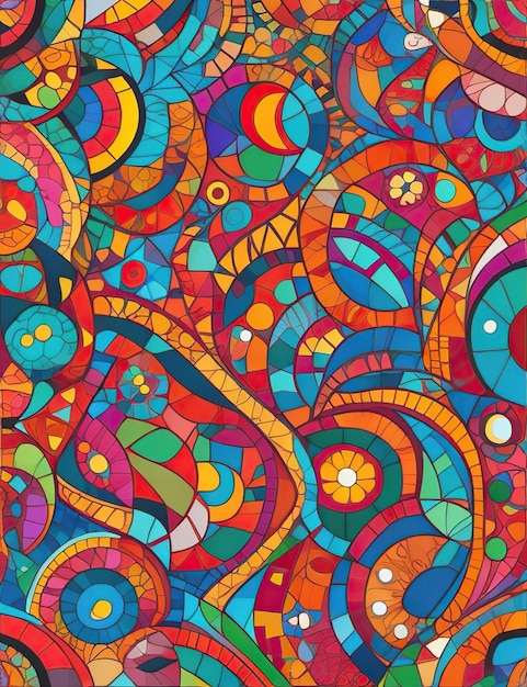 Ein lebendiges, vollfarbiges Mosaik aus faszinierenden Hintergrundformen und -texturen