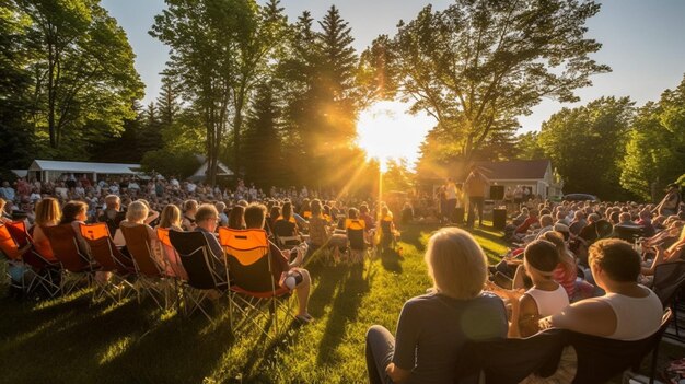 Foto ein lebhaftes konzert im freien, gefüllt mit musik und tanz