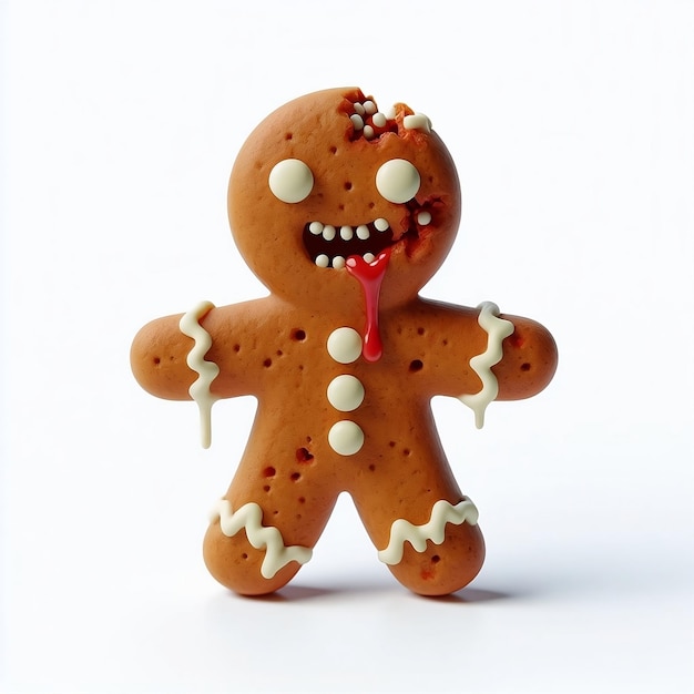 Ein Lebkuchen-Zombie auf weißem Hintergrund