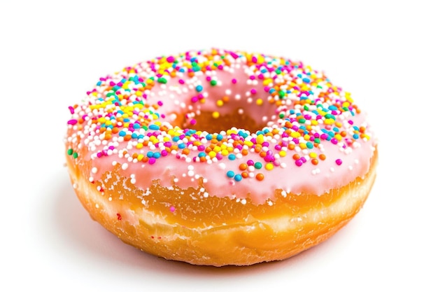 ein leckerer Donut mit Sprinkles auf weißem Hintergrund