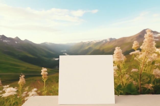 Foto ein leeres kartenmodell mit blick auf eine malerische berglandschaft für ein reiseziel ereignis romantisch