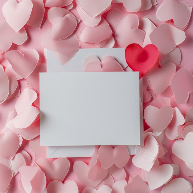 ein leeres Modell der Valentinstagskarte, das auf dem Hintergrund gedreht wurde