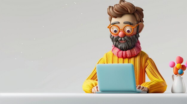 ein Lego-Mann mit Brille und einem Laptop auf seinem Lap Top