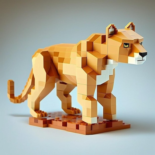 Ein Lego-Tier mit einem Gesicht, auf dem Rotluchs steht.