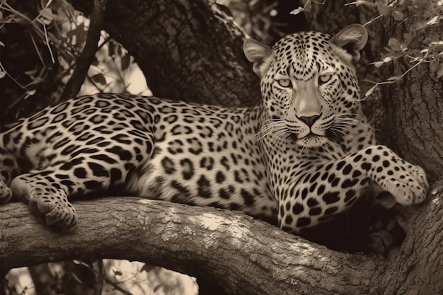 Ein Leopard in einem Baum im Serengeti-Nationalpark.