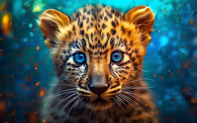 Ein Leopard mit blauen Augen